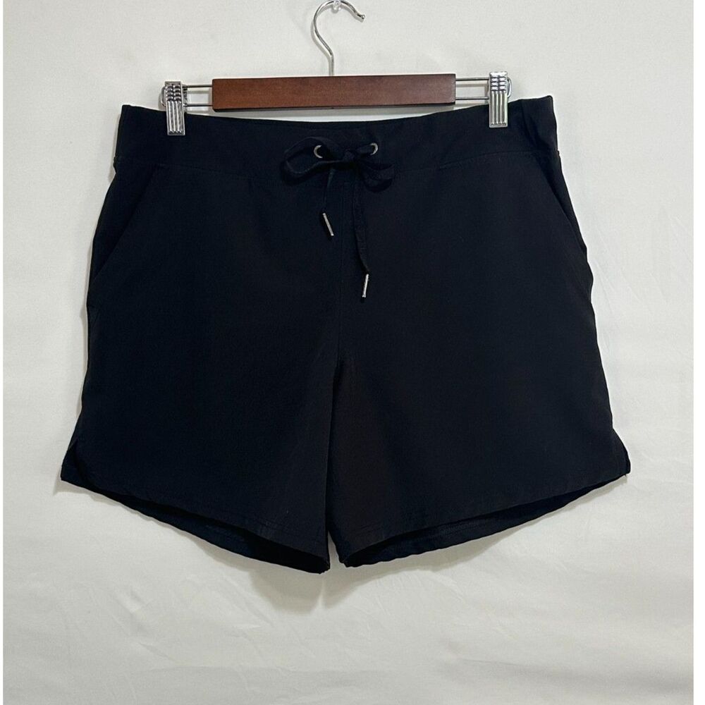 PAIR GAIAM Women's Black Athletic Casual Shorts Size L Drawstring Waist Pockets